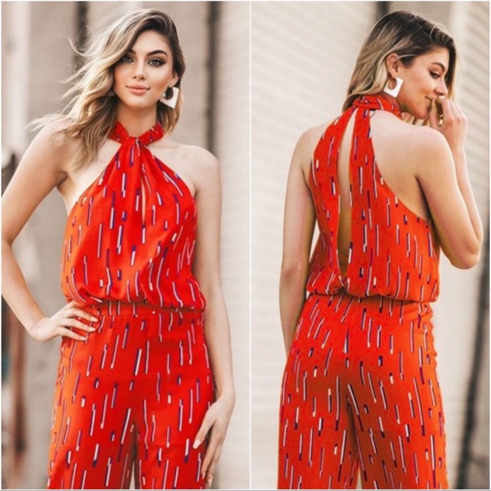 (4)New Summers red jumpsuit 4th of July blue white design summer outfit - Picture 2 of 4